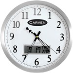 CARVEN WALL CLOCK WITH LED DATE 350MM ALUMINIUM FRAME