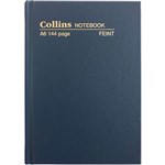 COLLINS CASEBOUND NOTEBOOK FEINT RULED 144 PAGE A6 BLUE