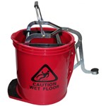 CLEANLINK MOP BUCKET HEAVY DUTY METAL WRINGER 16 LITRE RED