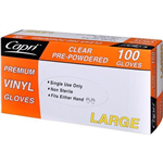 VINYL CLEAR LARGE GLOVES POWDERED BOX 100