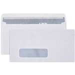 CUMBERLAND DL ENVELOPES SECRETIVE WALLET WINDOWFACE STRIP SEAL LASER 90GSM 110 X 220MM WHITE BOX 500