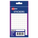 AVERY 932001 MULTIPURPOSE STICKERS CIRCLE 8MM WHITE PACK 624