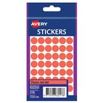 AVERY 932281 MULTIPURPOSE STICKERS CIRCLE 12MM FLURO RED PACK 216