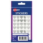 AVERY 932361 MULTIPURPOSE STICKERS HEART 15MM SILVER PACK 70