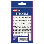 AVERY 932445 MULTIPURPOSE STICKERS 0099 11 X 11MM BLACK ON WHITE PACK 144