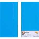 QUILL DL COLOURED ENVELOPES PLAINFACE STRIP SEAL 80GSM 110 X 220MM MARINE BLUE PACK 25