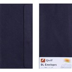 QUILL DL COLOURED ENVELOPES PLAINFACE STRIP SEAL 80GSM 110 X 220MM BLACK PACK 25