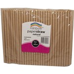 RAINBOW PAPER STRAWS 200 X 8MM NATURAL PACK 50