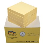 RAINBOW REPOSITIONAL NOTES 76 X 76MM 100 SHEET PAD YELLOW PACK 12