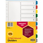 MARBIG DIVIDER PP 10TAB A4 ASSORTED