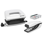 LEITZ NEXXT WOW STAPLER AND PUNCH SET MINI WHITE