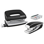 LEITZ NEXXT WOW STAPLER AND PUNCH SET MINI BLACK