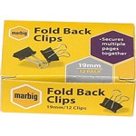 MARBIG FOLDBACK CLIP 19MM BOX 12