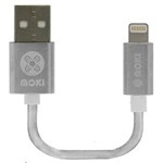 MOKI SYNCHARGE BRAIDED CABLE USBA TO LIGHTNING 100MM SILVER