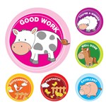 AVERY 69604 MERIT STICKERS FARM ANIMALS PACK 96