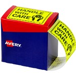 AVERY 932615 MESSAGE LABEL HANDLE WITH CARE 75 X 996MM FLUORO YELLOW PACK 750