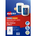 AVERY 959049 L7651REV REMOVABLE MULTIPUROSE LABEL LASER INKJET 65UP WHITE PACK 25