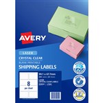 AVERY 959052 L7565 CRYSTAL CLEAR ADDRESS LABEL LASER 8UP CLEAR PACK 25