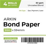 ARKIN BOND PAPER 80GSM 50M X 594MM 4 ROLLS