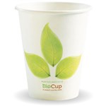 DISPOSABLE CUP 8oz PAPER SINGLE WALL WHITE LEAF DESIGN