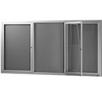 VISIONCHART BE NOTICED NOTICE CASE 3 HINGED DOOR 1830 X 1220MM SILVER FRAME GREY BACKING