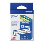 BROTHER TZE231V2 LAMINATED LABELLING TAPE 12MM BLACK ON WHITE PACK 2