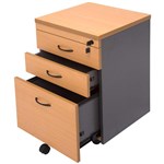 RAPID WORKER MOBILE PEDESTAL 3DRAWER LOCKABLE 690 X 465 X 447MM BEECHIRONSTONE