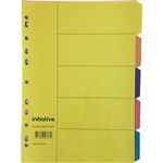 INITIATIVE DIVIDERS MANILLA 5TAB A4 BRIGHT COLOURS