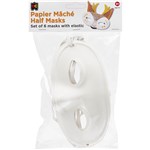 EDUCATIONAL COLOURS PAPER MACHE HALF MASKS WHITE PACK 6