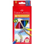 FABERCASTELL JUNIOR TRIANGULAR COLOURED PENCILS WITH SHARPENER ASSORTED PACK 10
