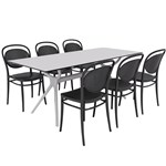 SIESTA AIR TABLE 180 AND MARCEL CHAIR 8 SEAT PACKAGE BLACK