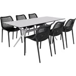 SIESTA AIR TABLE 180 AND AIR CHAIR 6 SEAT PACKAGE BLACK