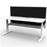 RAPIDLINE BOOST PLUS HEIGHT ADJUSTABLE SINGLE SIDED WORKSTATION WITH SCREEN  CABLE TRAY 1800 X 750MM NATURAL WHITE TOP  WHITE FRAME  BLACK SCREEN