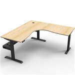 RAPIDLINE BOOST PLUS HEIGHT ADJUSTABLE CORNER WORKSTATION WITH CABLE TRAY 1800 X 1500 X 750MM NATURAL OAK TOP  BLACK FRAME