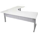 RAPID SPAN C LEG CORNER WORKSTATION WITH METAL MODESTY PANEL 1800 X 1500 X 700MM NATURAL WHITESILVER