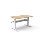RAPIDLINE BOOST STATIC SINGLE SIDED WORKSTATION WITH CABLE TRAY 1200MM NATURAL OAK TOP  WHITE FRAME