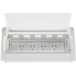 RAPIDLINE TABLE SURFACE MOUNTED SERVICE BOX 4GPO WHITE POWEDERCOAT