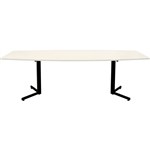 OM BOARDROOM TABLE BOAT SHAPED 2400 X 1200MM WHITEBLACK