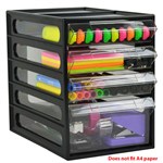 ITALPLAST OFFICE ORGANISER CABINET 4 DRAWER 255D X 165W X 230H MM BLACK