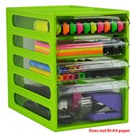 ITALPLAST OFFICE ORGANISER CABINET 4 DRAWER 255D X 165W X 230H MM LIME