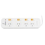 ITALPLAST POWER BOARD 4 OUTLET INDIVIDUAL SWITCHES 1M WHITE
