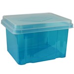 ITALPLAST FILE STORAGE BOX 32 LITRE TINTED BLUECLEAR LID