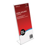DEFLECTO SIGN HOLDER SLANTED PORTRAIT DL CLEAR