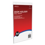 DEFLECTO SIGN HOLDER WALL MOUNT PORTRAIT A4 CLEAR
