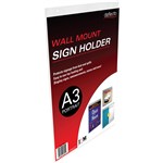 DEFLECTO SIGN HOLDER WALL MOUNT PORTRAIT A3 CLEAR