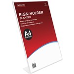 DEFLECTO SIGN HOLDER SLANTED PORTRAIT A4 CLEAR