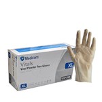 MEDICOM VITALS VINYL POWDER FREE GLOVES CLEAR EXTRA LARGE PACK 100