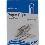 INITIATIVE PAPER CLIP LARGE PLAIN 33MM PACK 1000