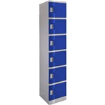 STEELCO ABS PLASTIC LOCKER 6 DOOR 380 X 500 X 1940MM BLUE