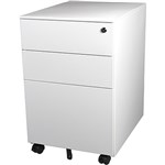 STEELCO TRIMLINE MOBILE PEDESTAL 3DRAWER LOCKABLE 390 X 500 X 615MM WHITE SATIN